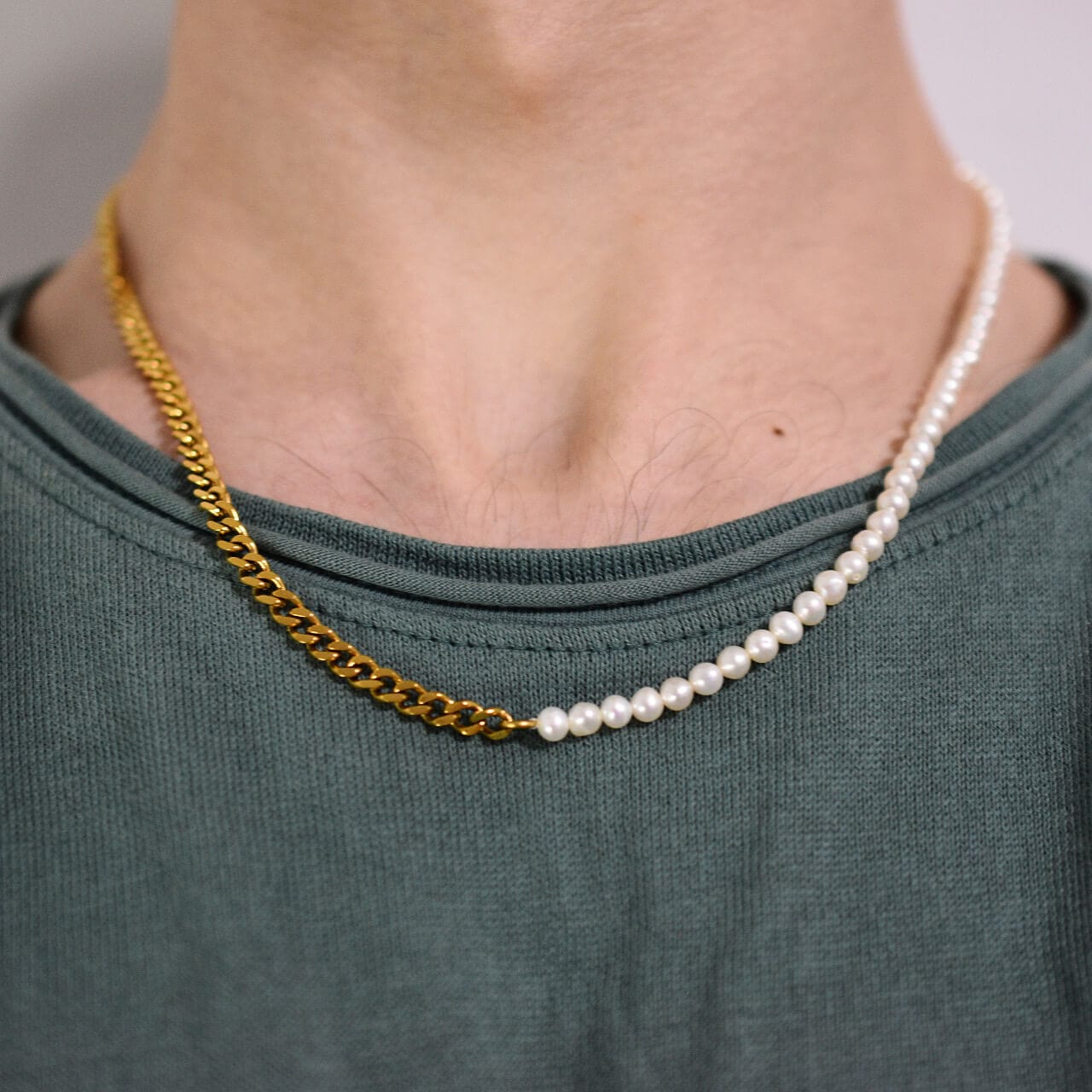Buy Mens Necklace, Half Pearl Half Chain Necklace for Men, 18K Gold Pearl  Chain, Mens Pearl Silver Chain Mens Jewelry Gifts by Twistedpendant Online  in India - Etsy